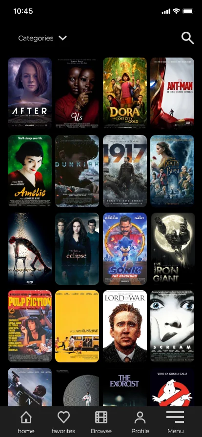 CyberFlix home screen as shipped